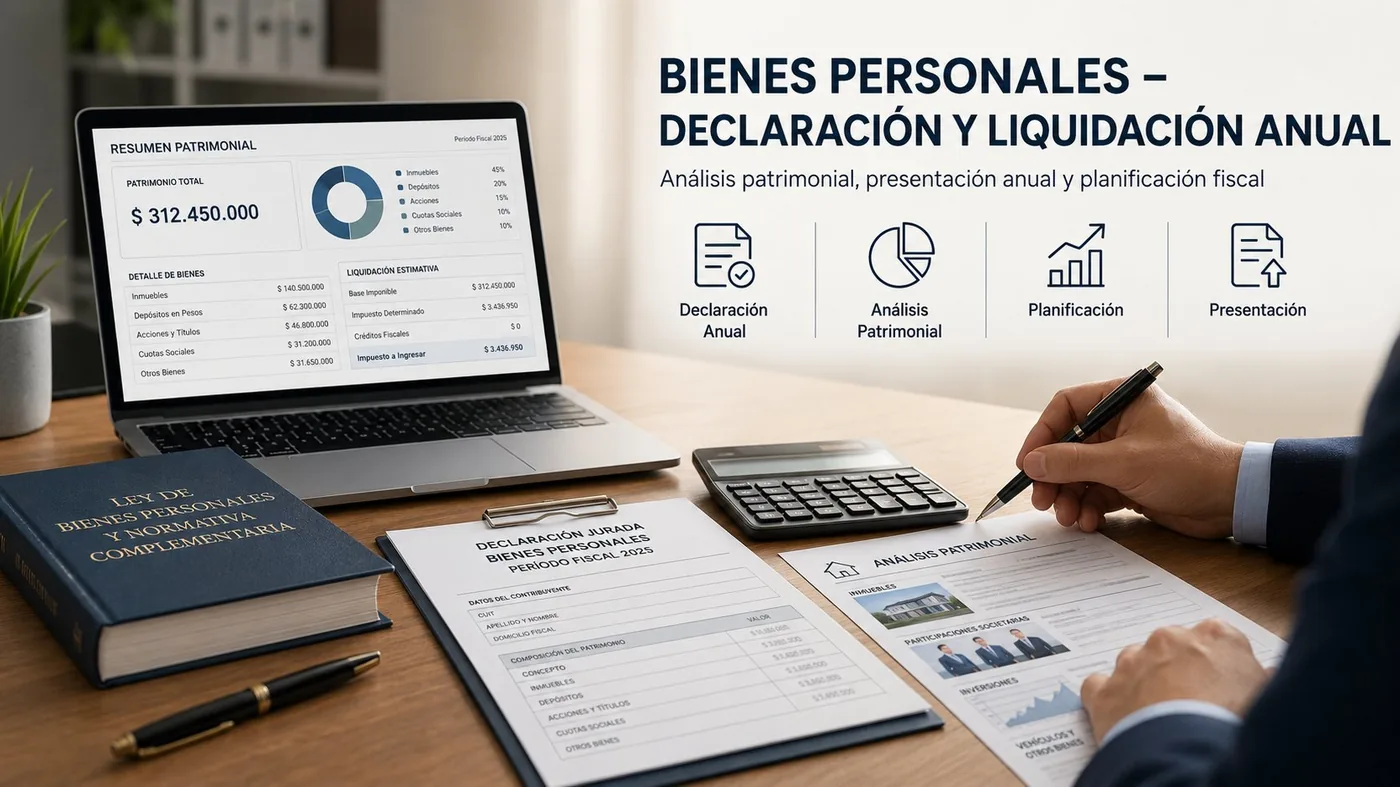 Declaración jurada de Bienes Personales con análisis patrimonial y planificación fiscal — Estudio Lamota