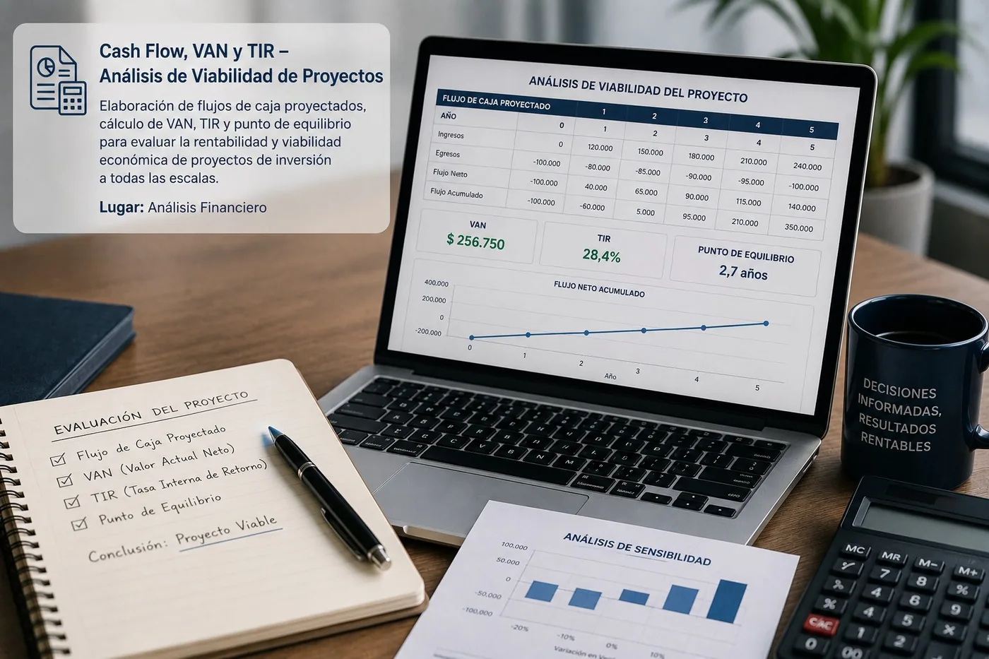 Análisis financiero de proyectos de inversión con cash flow, VAN y TIR