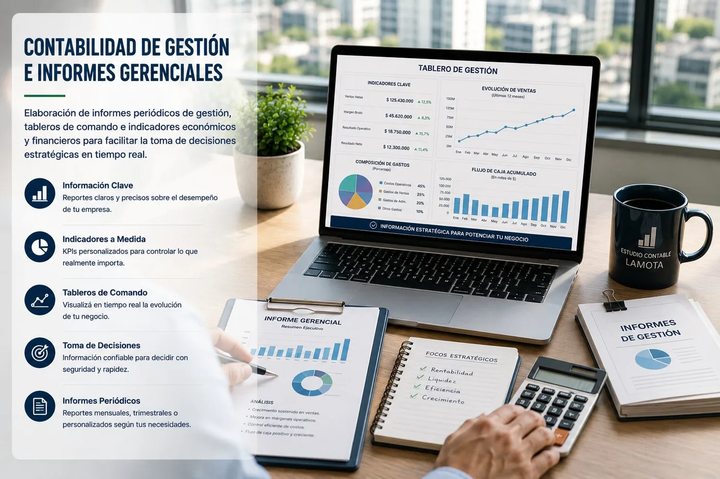 Tableros de control e informes gerenciales con indicadores financieros para PyMEs argentinas
