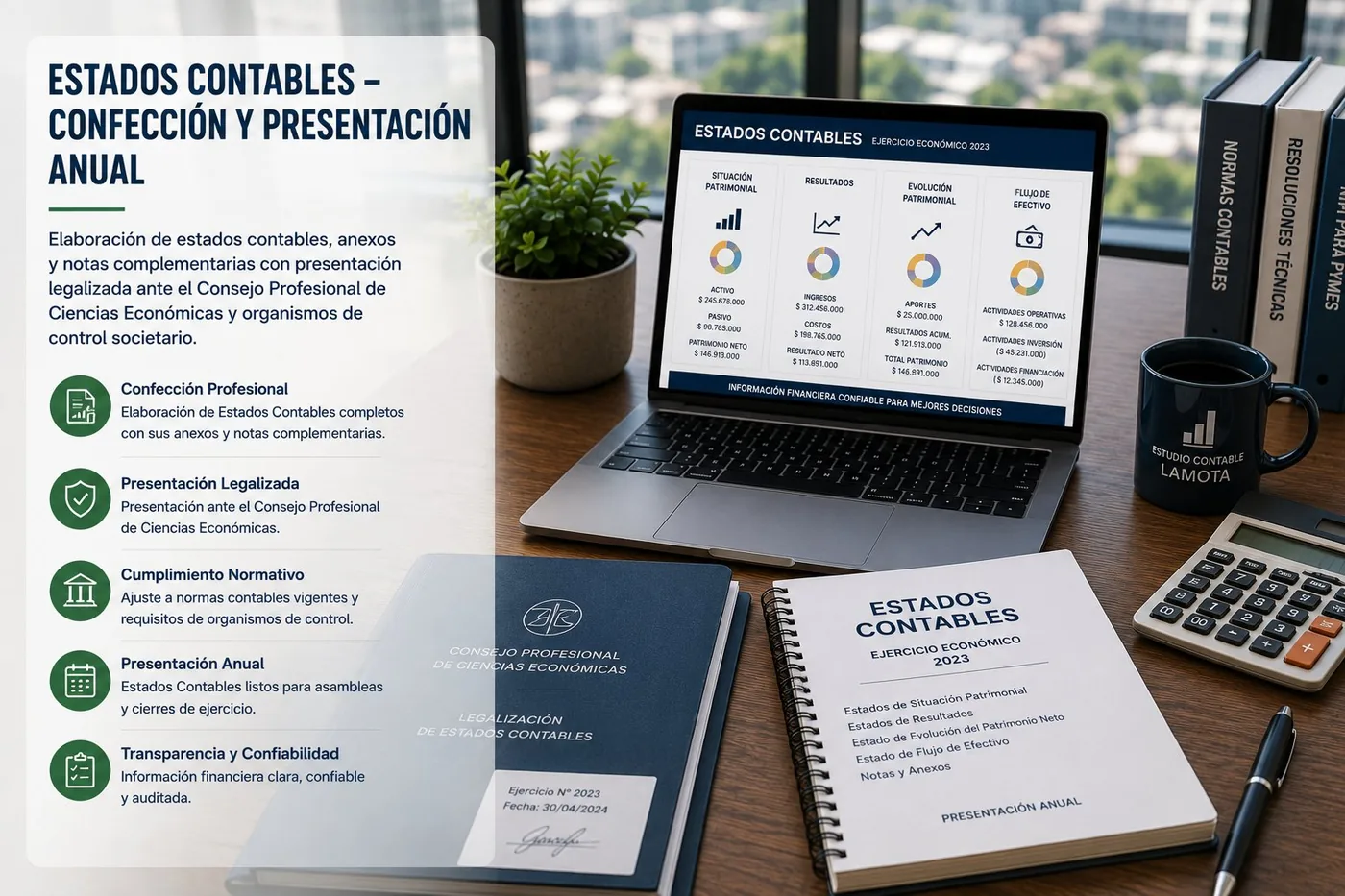 Confección de estados contables anuales para empresas — Estudio Lamota