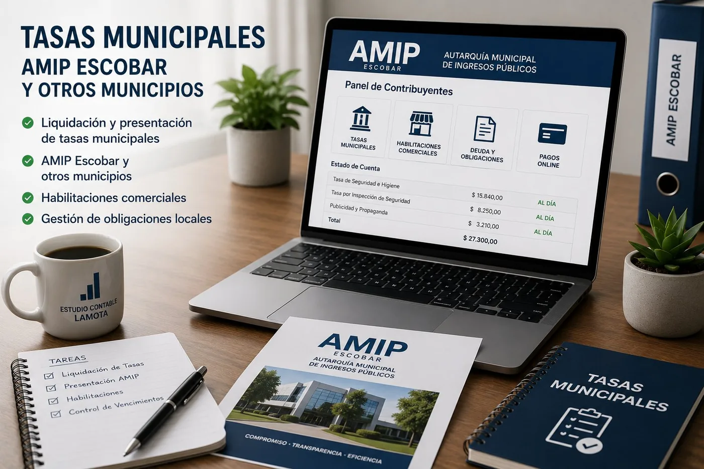 Tasas municipales AMIP Escobar y gestión de habilitaciones comerciales — Estudio Lamota